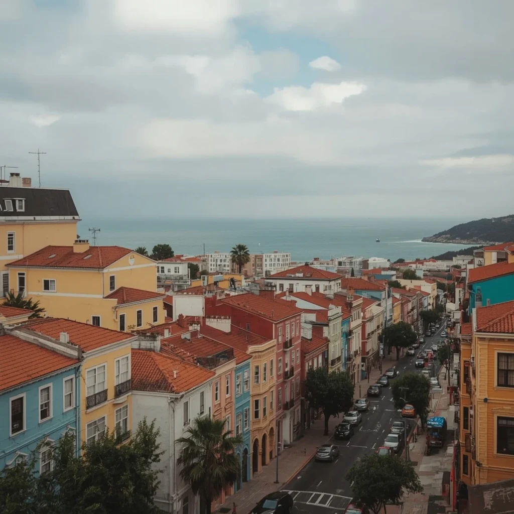 Casas coloridas em Valparaíso com vista para o oceano Pacífico