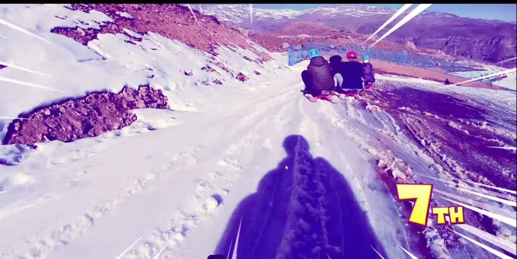 Descida dinâmica em pista de neve chilena