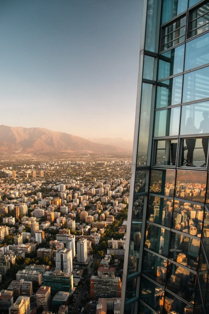 a view of a city from a tall building