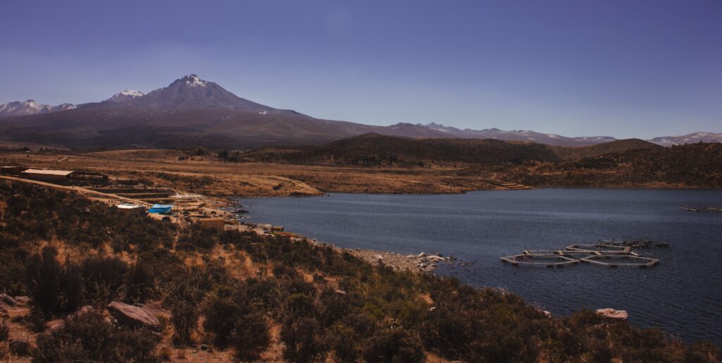 a large body of water surrounded by mountains