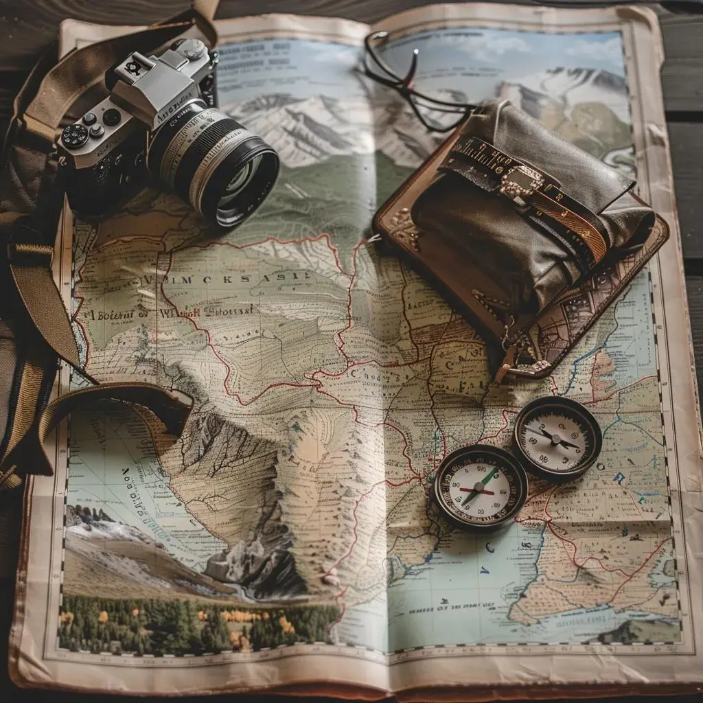 Representação visual de um roteiro de viagem para fotografia no Chile com locais marcados