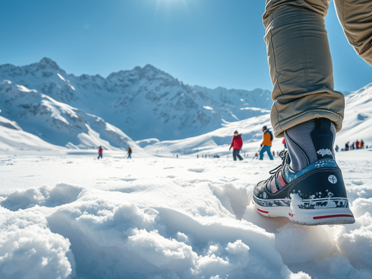 Turistas esquiando na neve no Chile com roteiros incríveis e paisagens deslumbrantes.