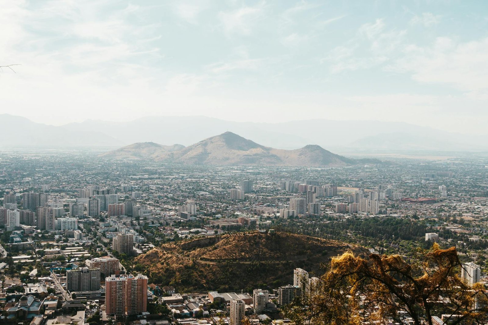 panoramic view of santiago chile from above