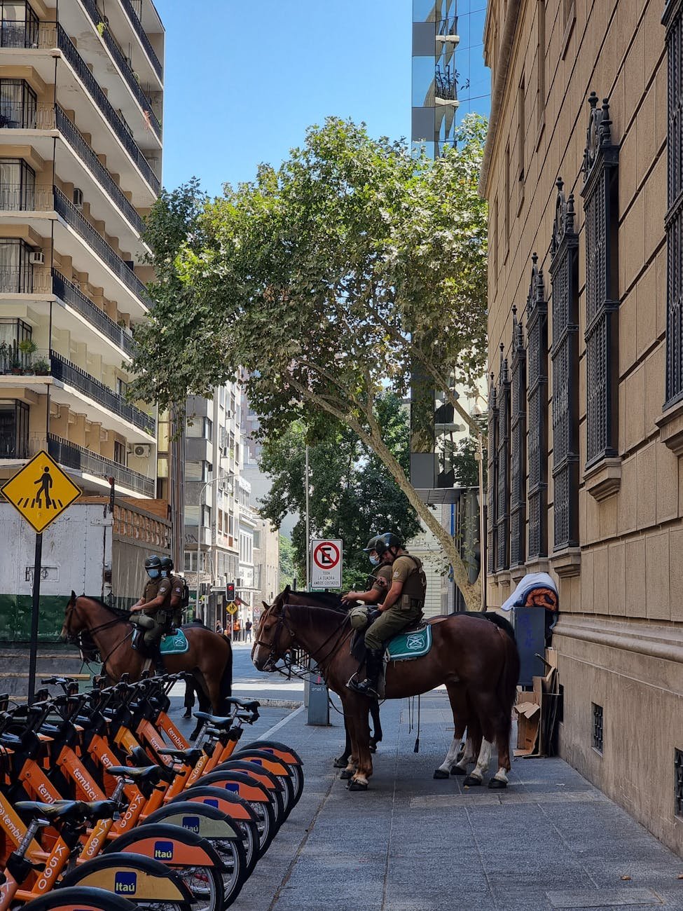 policiais a cavalo