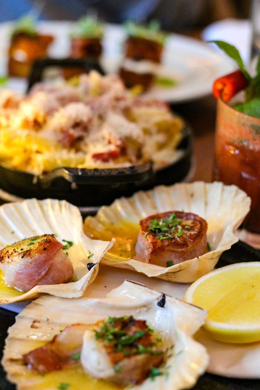 prato gourmet de frutos do mar em restaurante de Dublin