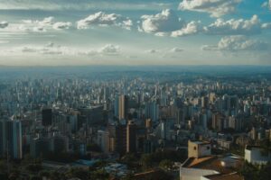 Vista aérea metrópole edifícios