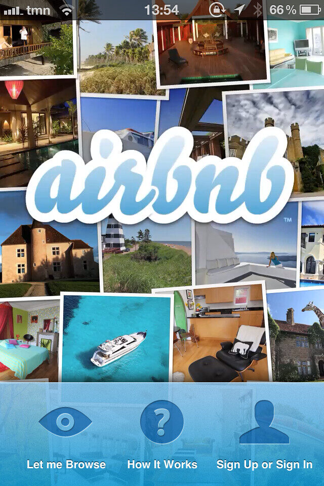 App Airbnb, destinos e imóveis