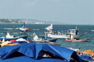 Barcos, praia, sol, verão