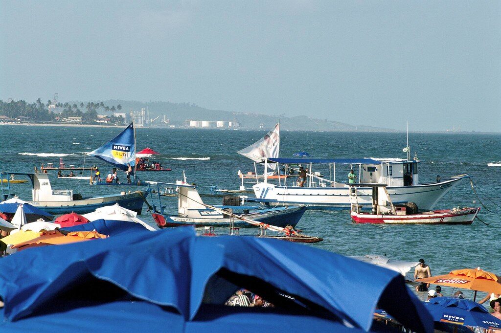 Barcos, praia, sol, verão