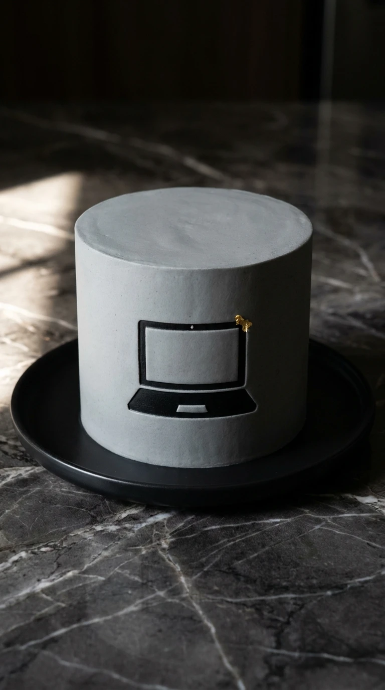Bolo minimalista com silhueta de laptop