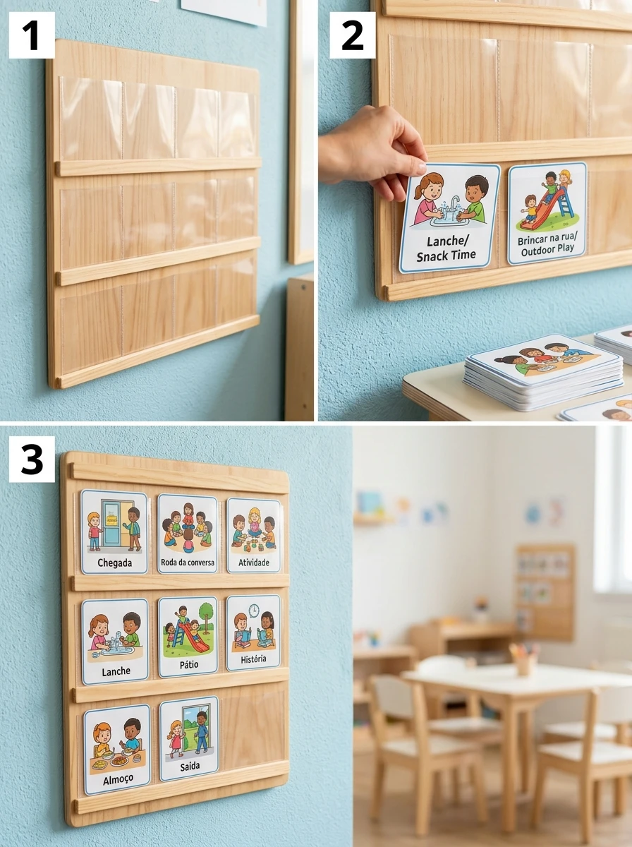 Calendário visual e rotina ilustrada