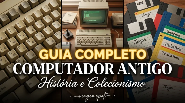 Computador antigo, teclado, disquetes