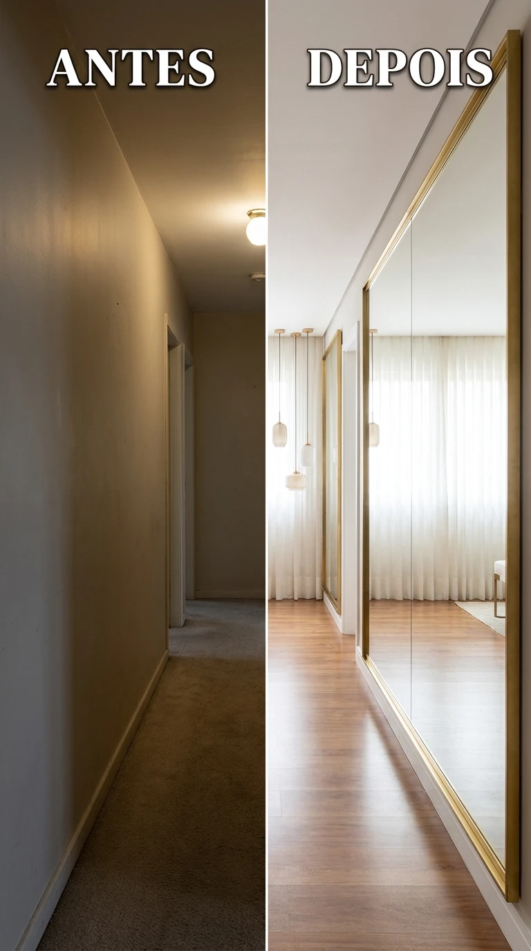 Corredor antes e depois