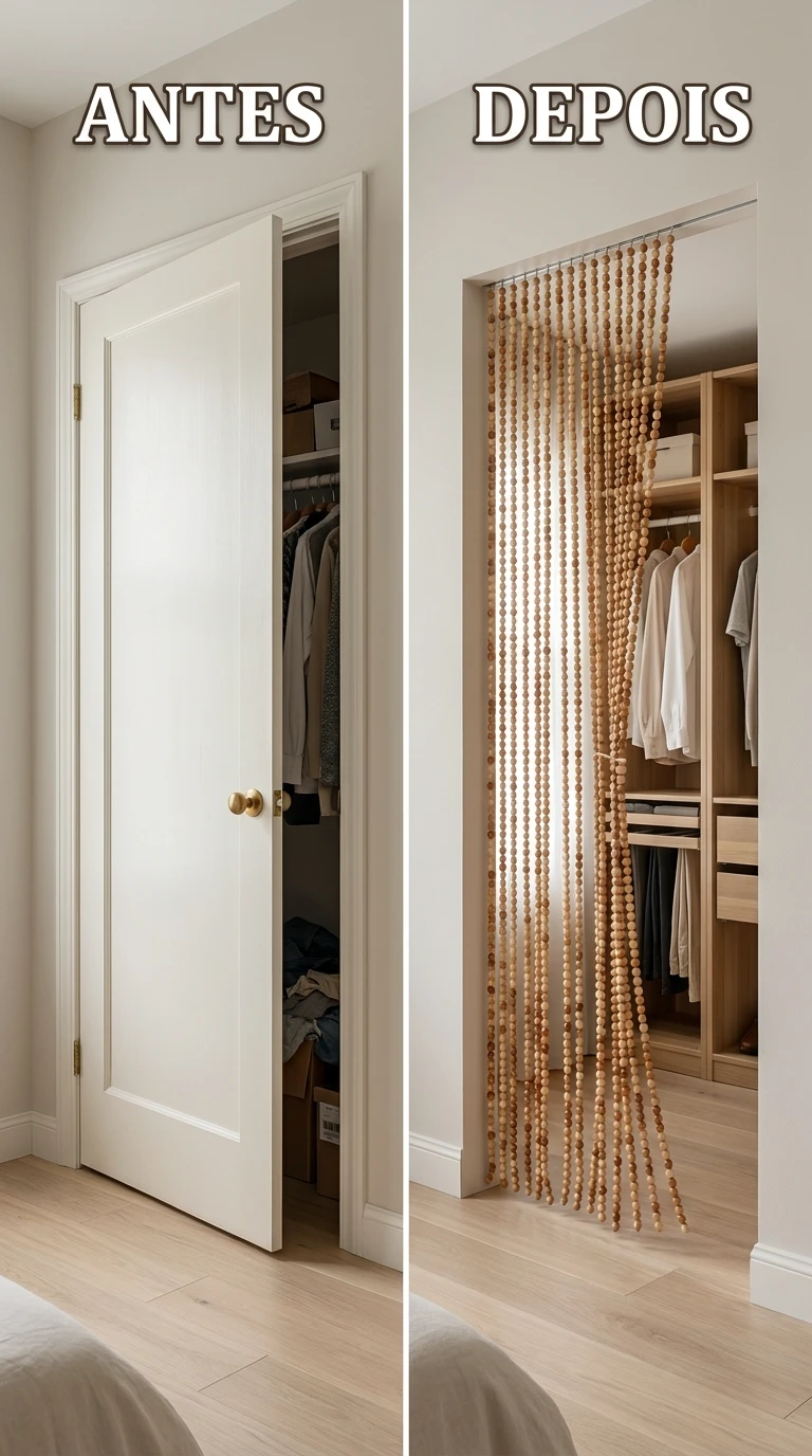 Cortina de miçangas no closet
