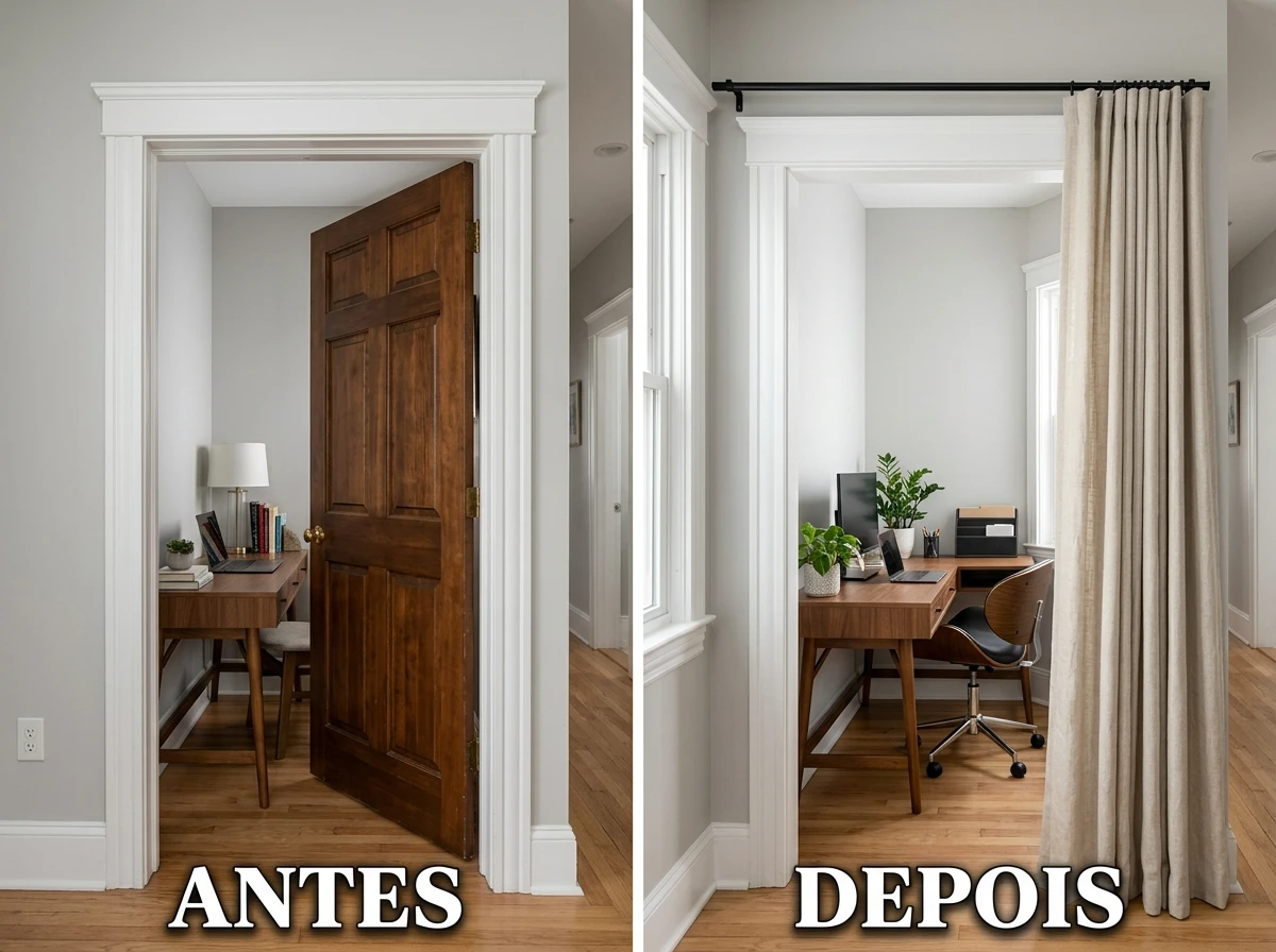 Cortina no lugar de porta