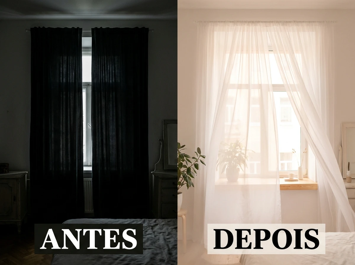Cortina sheer ou voil branco