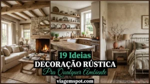 Ambientes rústicos, sala, cozinha, quarto.