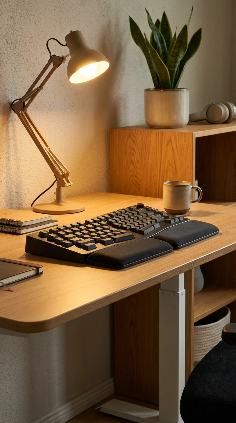 Mesa de escritório ergonômica iluminada