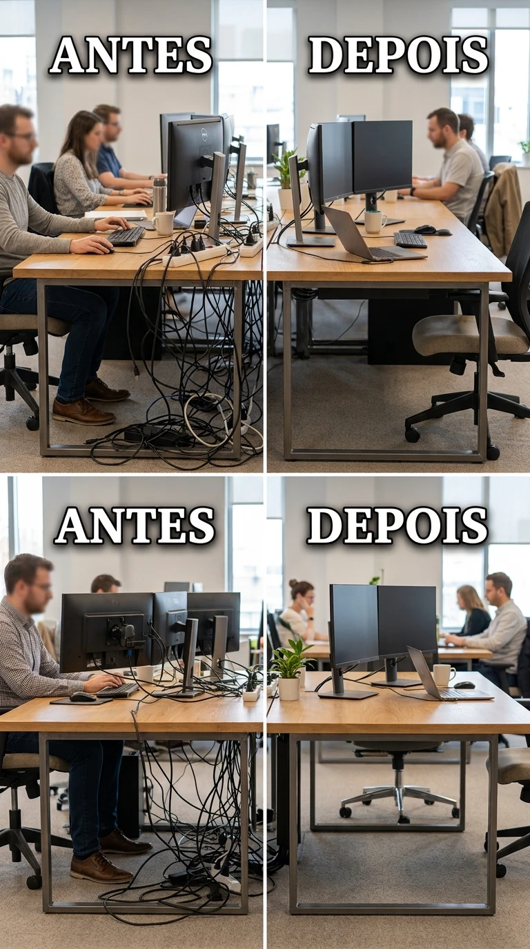 Gestão de cabos e organização visual