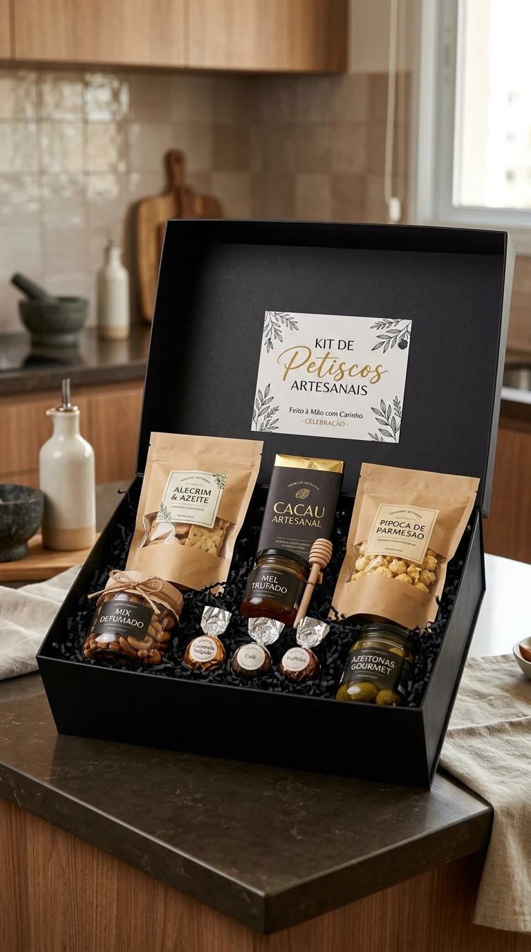 Kit de Petiscos em Caixa Decorada à Mão