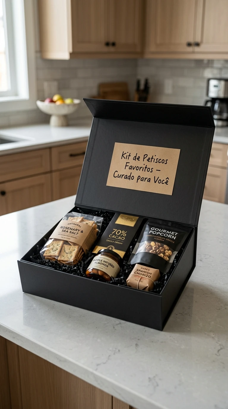 Kit de Petiscos Favoritos em Caixa Decorada por Você