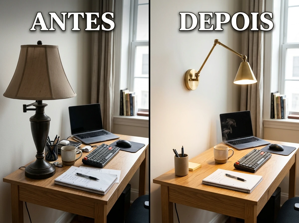 Luminária de parede no lugar de mesa