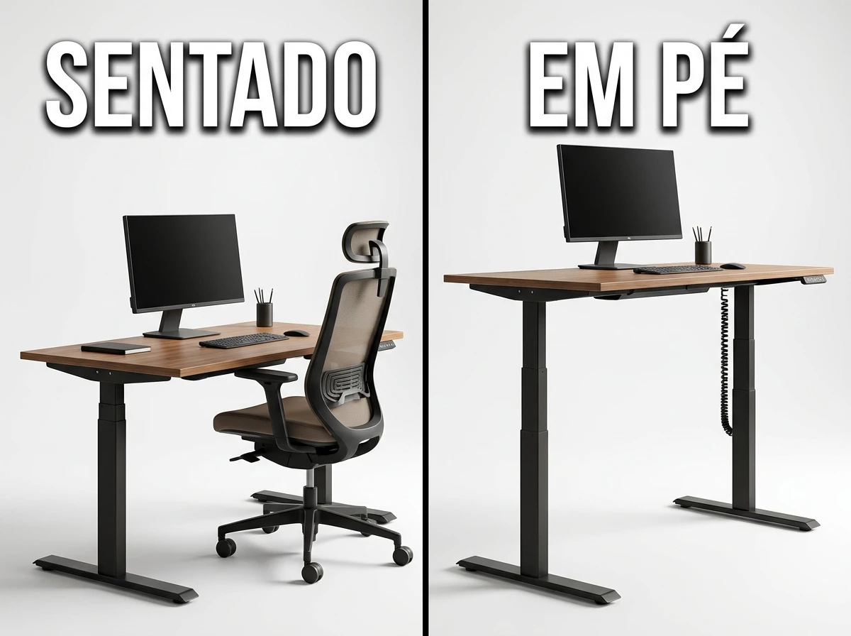 Mesa com ajuste de altura (sit-stand)