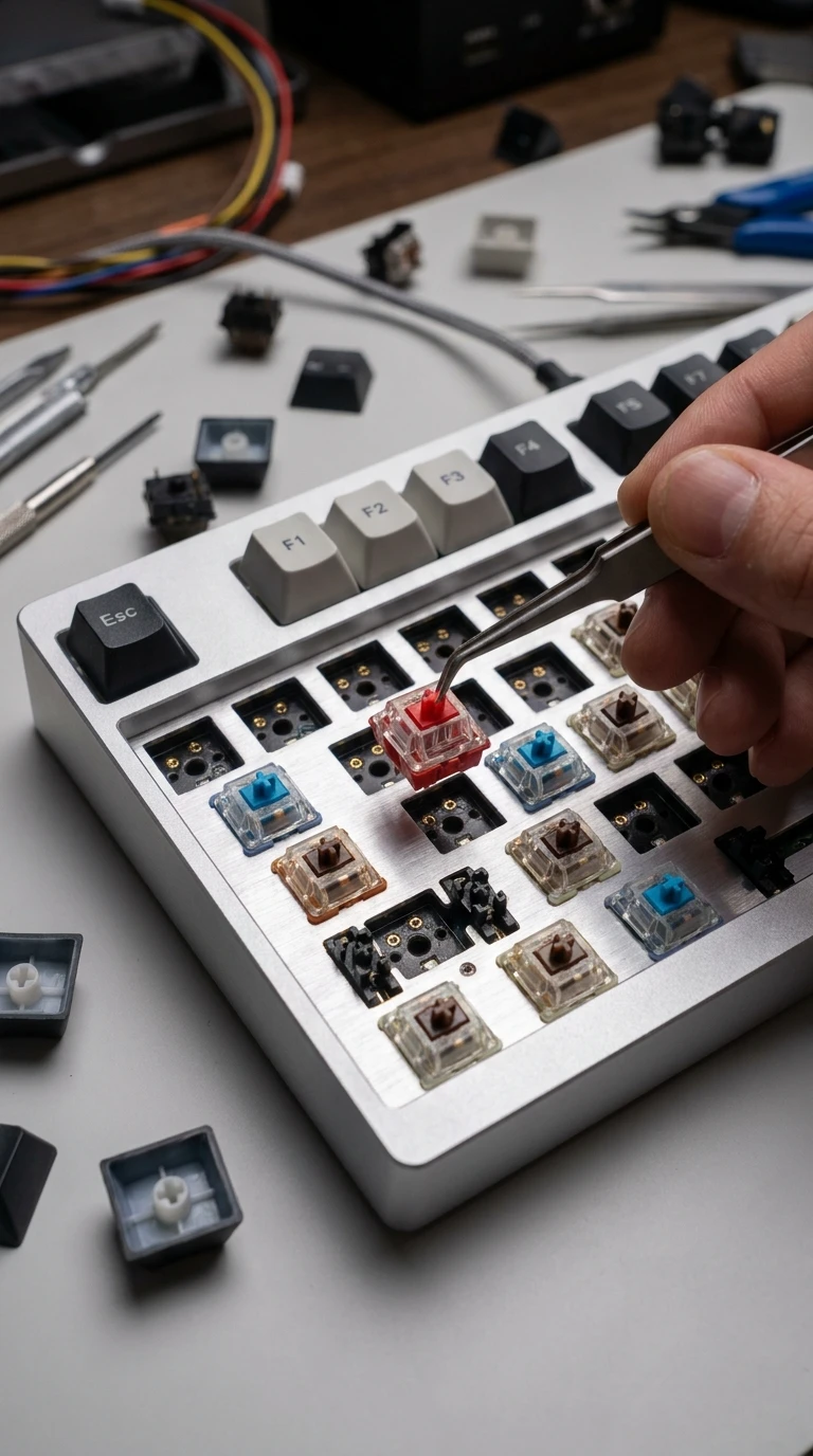Instalando switch em teclado mecânico