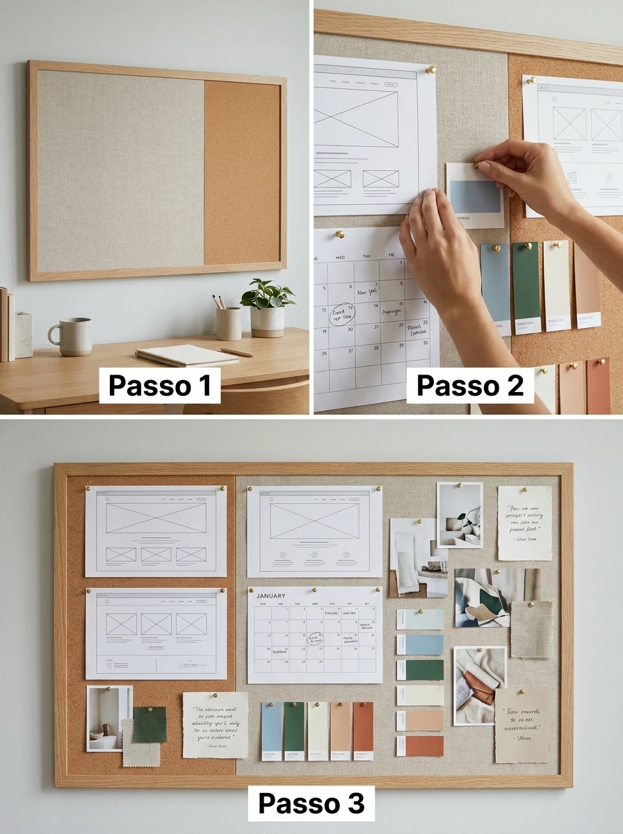 Painel de cortiça ou organização de parede