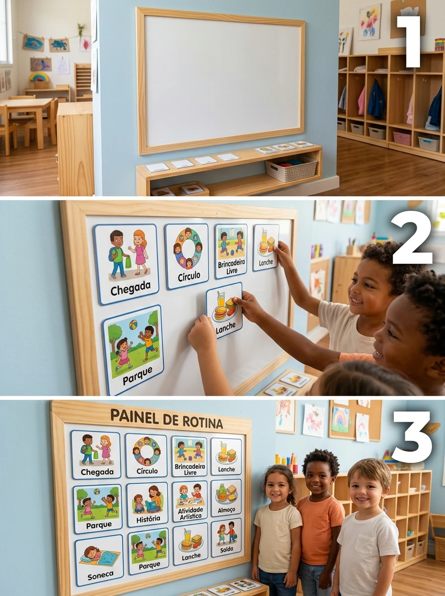 Painel de rotina ilustrado