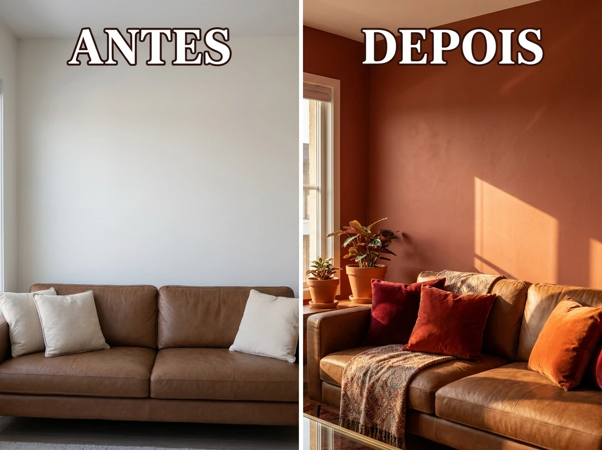 Parede de destaque em terracota