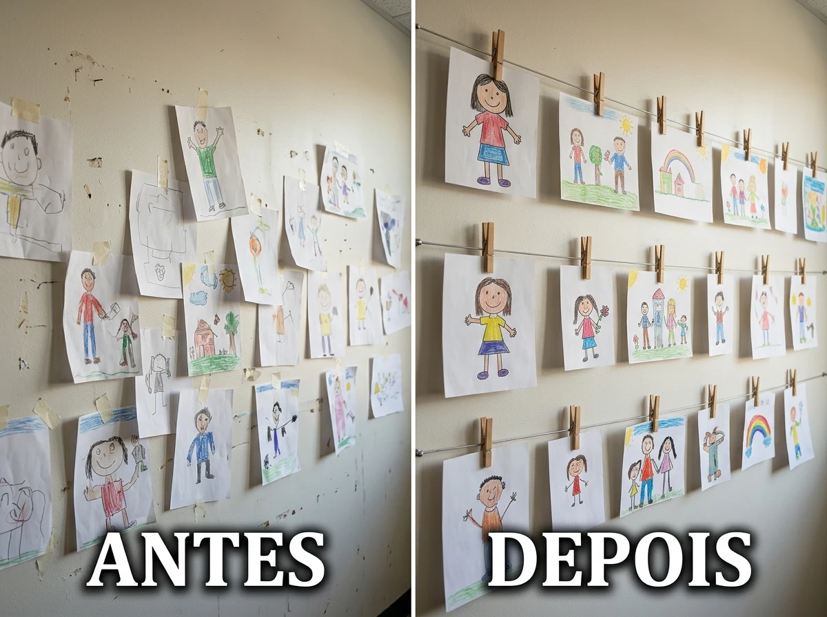 Parede de exposição de produções