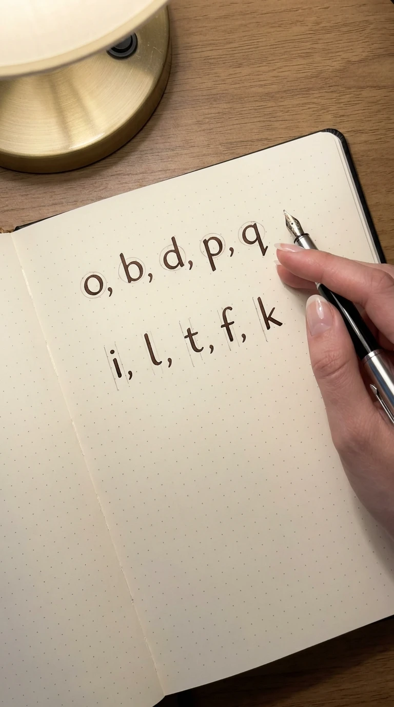 Passo 1: agrupe as letras por família de forma