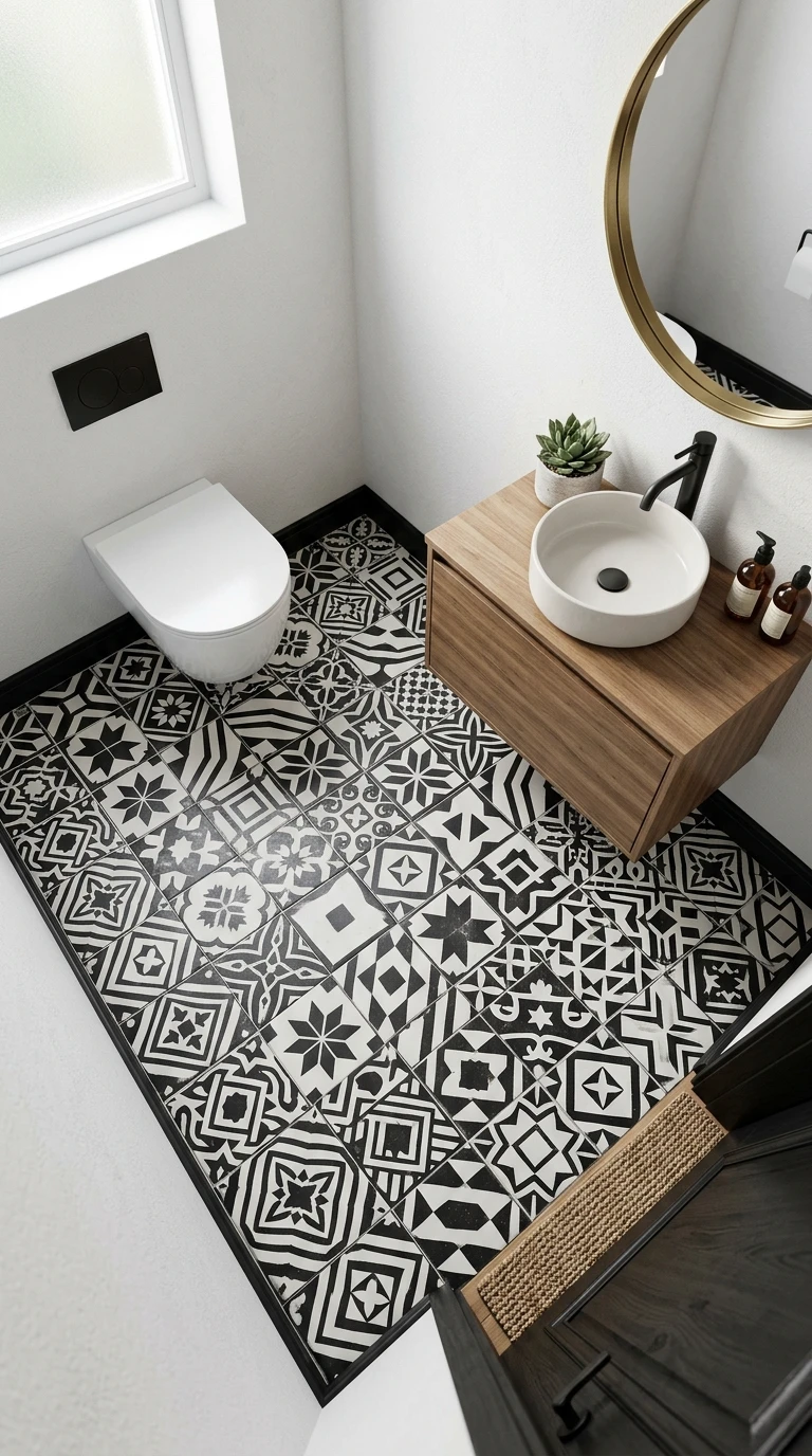 Piso com adesivo vinílico