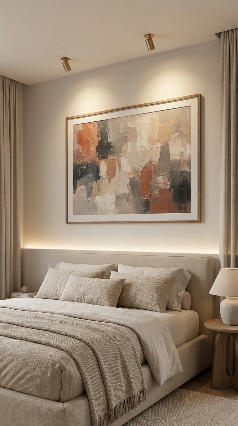 Quadro autoral acima da cama