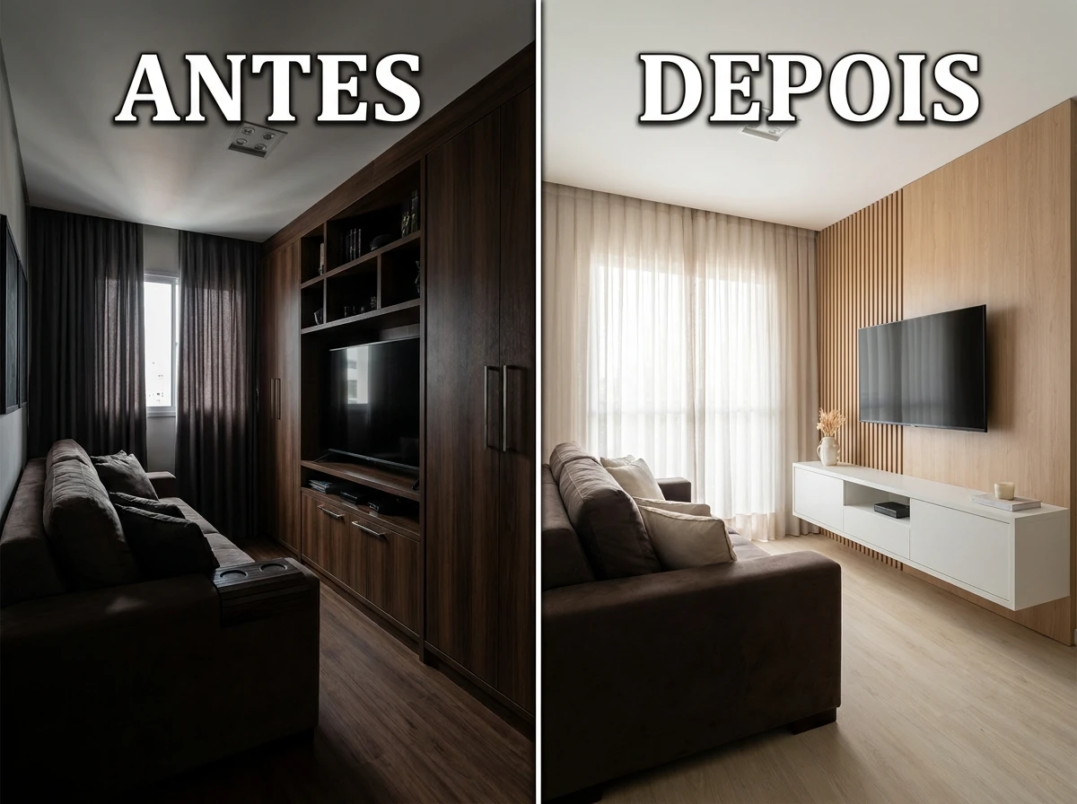 Rack ou painel em tons claros