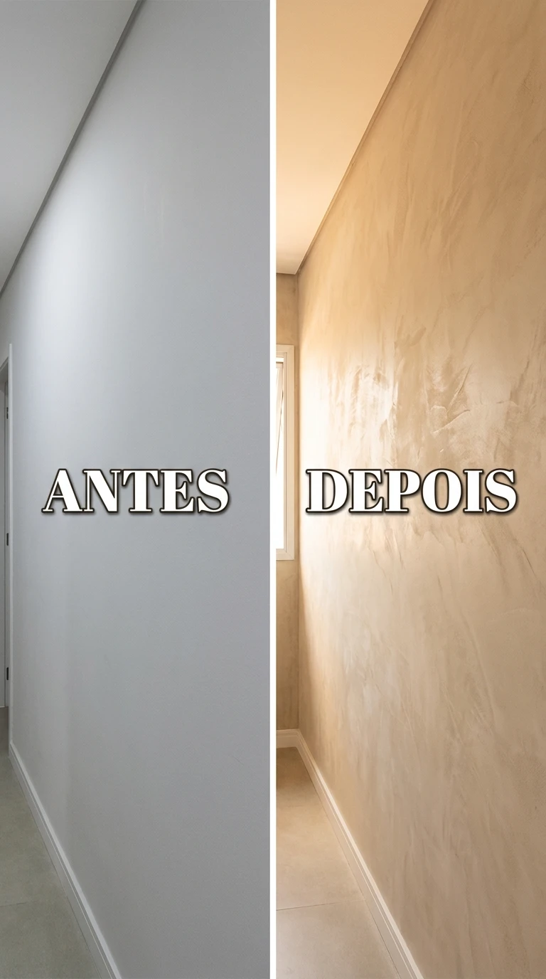 Parede antes e depois