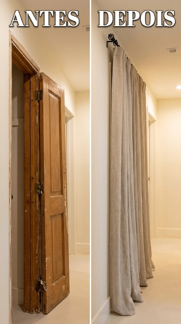 Antes e depois: porta e cortina