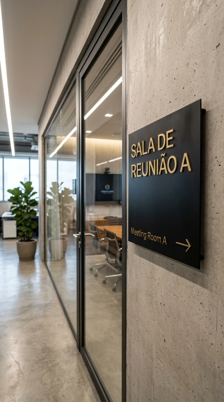 Sinalização interna com design