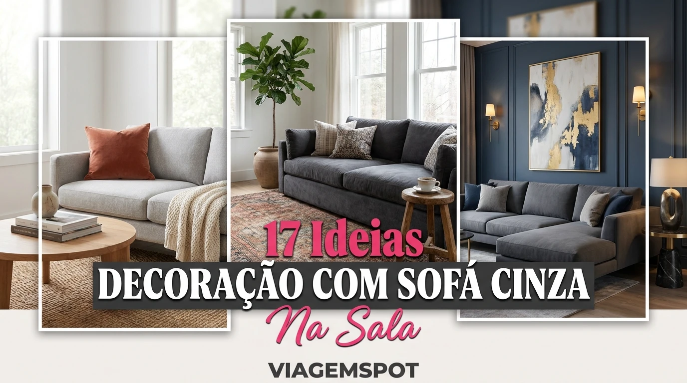 Salas com sofás cinzas