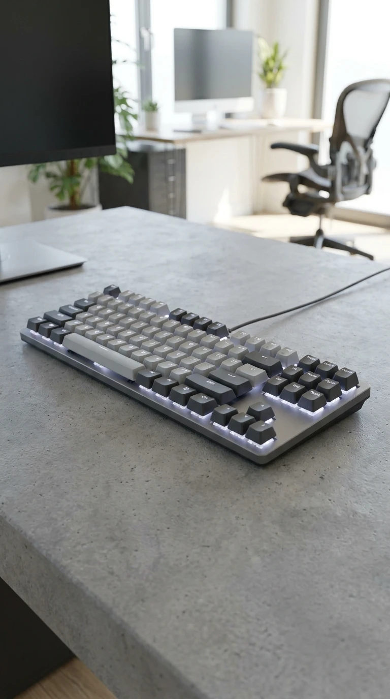 Teclado retroiluminado em mesa
