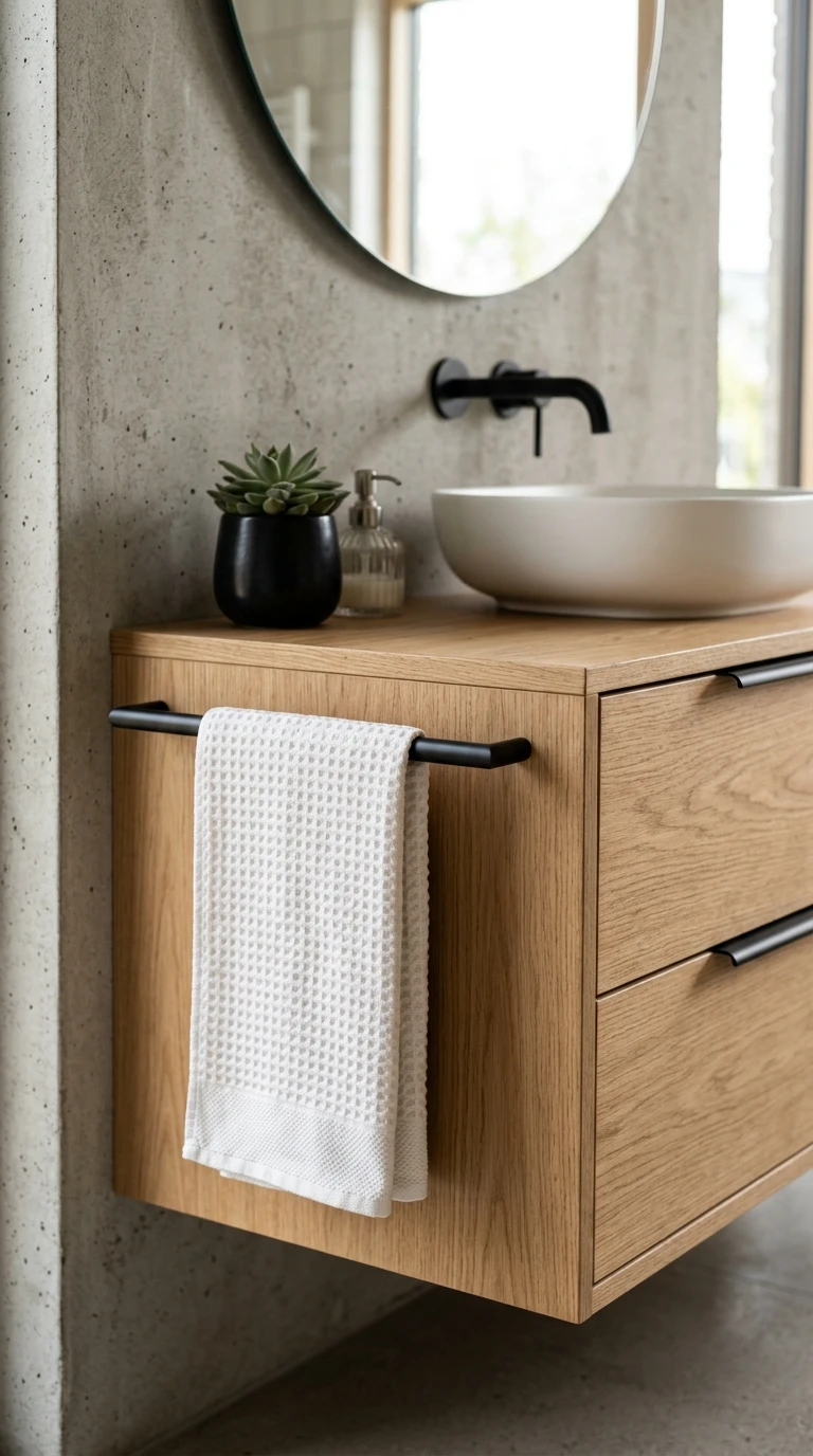 Towel bar e suporte integrados ao design