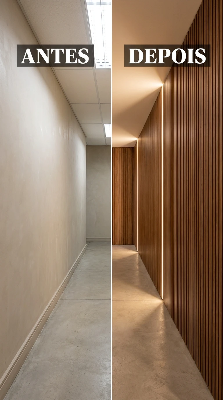 Corredor antes e depois