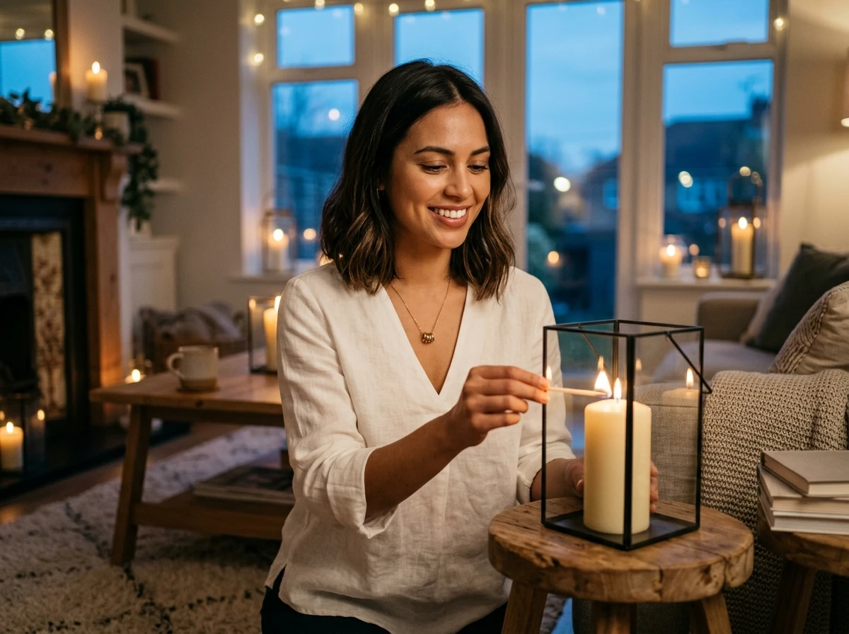 Velas e lanternas como iluminação de atmosfera